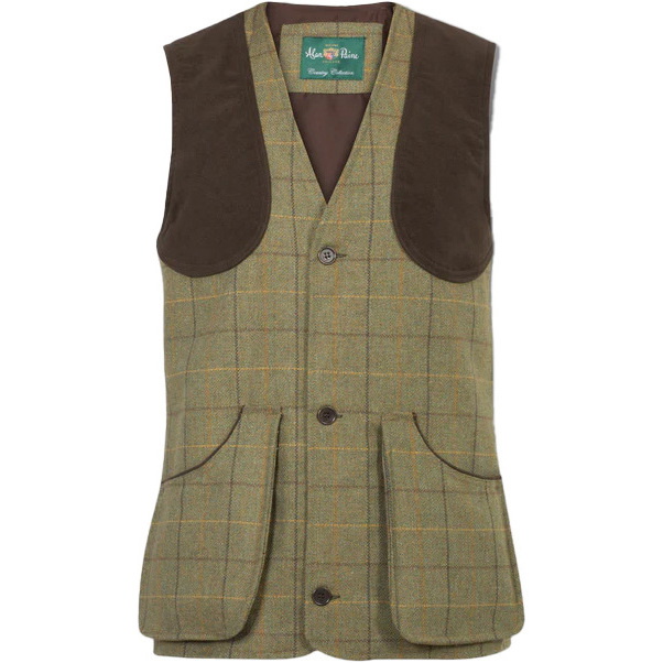 Alan Paine Mens Rutland Tweed Schießweste Gilet RUTGSHW - Dark Moss